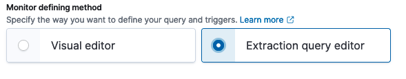 Selecting the Extraction query editor