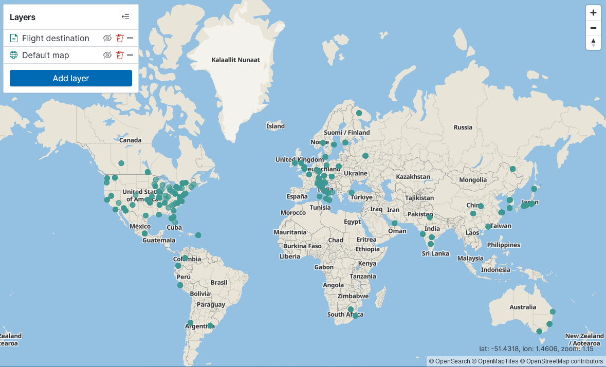 Flight destination map